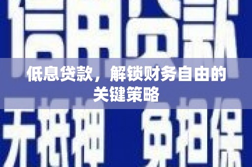 资中低息贷款，解锁财务自由的关键策略