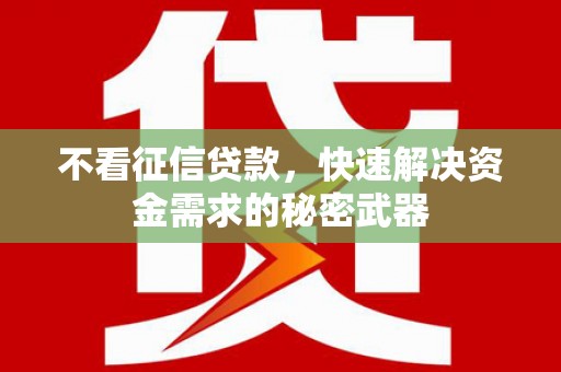 资中不看征信贷款，快速解决资金需求的秘密武器